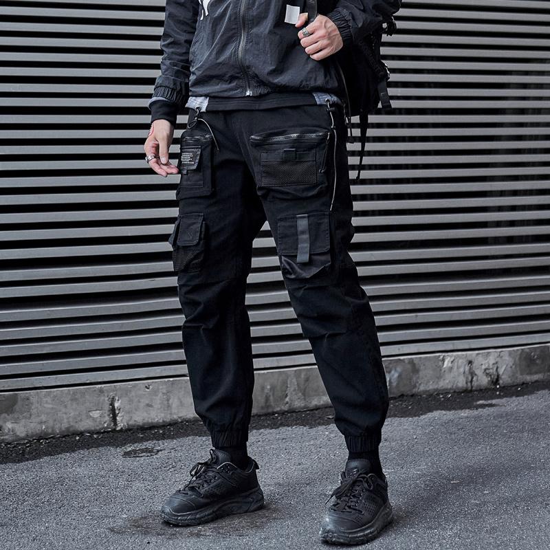 Men's Pants 2021 Mens Cargo Men Fashion Black Baggy Joggers Korean Style Hip Hop Japanese Streetwear Trousers For