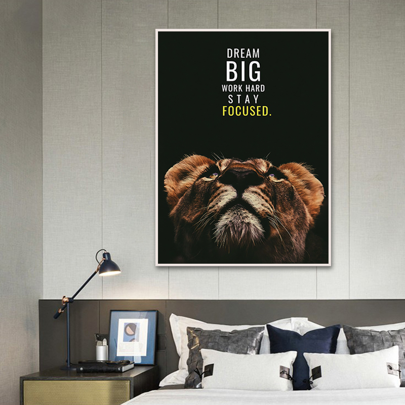 Little Lion Letter Motivational Quote Art Posters and Prints Wild Animal Canvas Painting Minimalism Wall Art Picture Home Decor