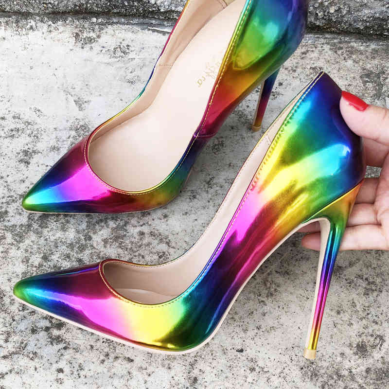 women lady 2021 fashion Rainbow Patent Leather shoes Poined Toes Wedding Stiletto High Heels pumps 12cm 120mm
women lady 2021 fashion Rainbow Patent Leather shoes Poined Toes Wedding Stiletto High Heels pumps 12cm 120mm