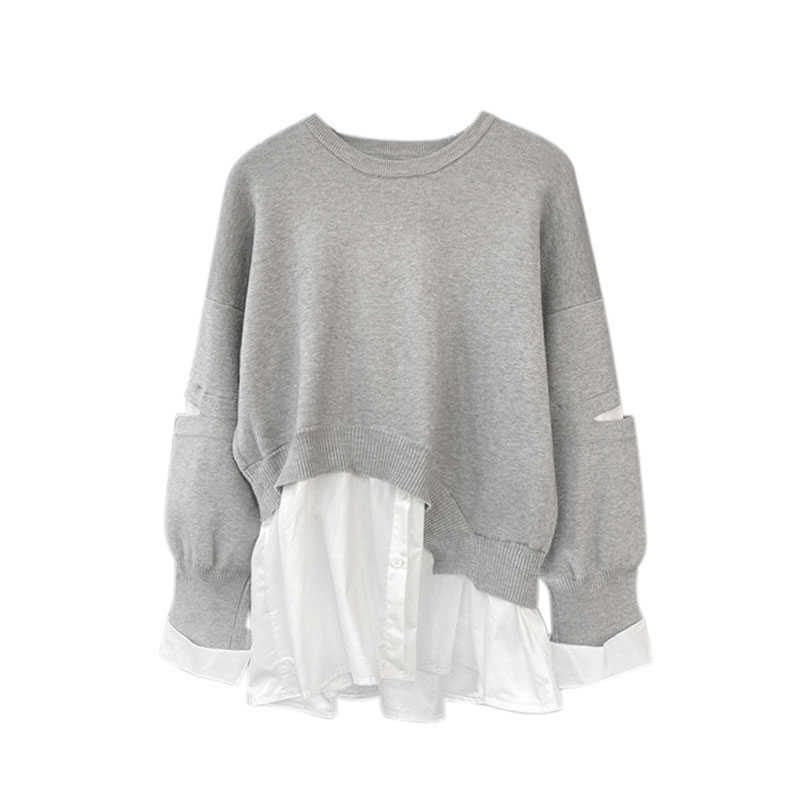 VANOVICH Korean Spring and Autumn Women's Casual Sweatshirt O Neck Stitching Knitted Women 210615, Gray
VANOVICH Korean Spring and Autumn Women's Casual Sweatshirt O Neck Stitching Knitted Women 210615, Gray