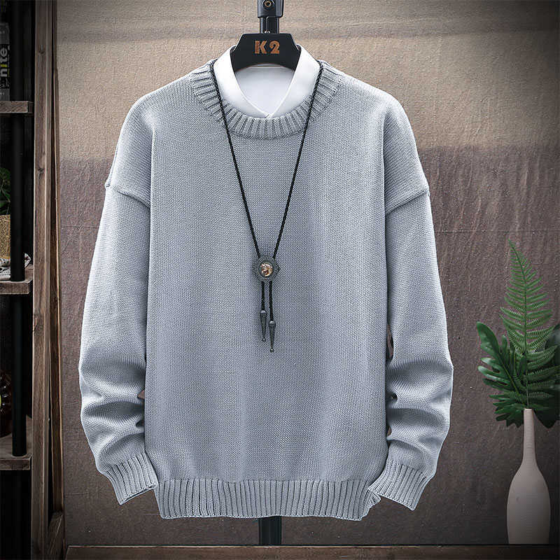Mens Casual Streetwear Harajuku Sweater Vintage Retro Knitted Sweater Autumn Cotton Pullover man 211008