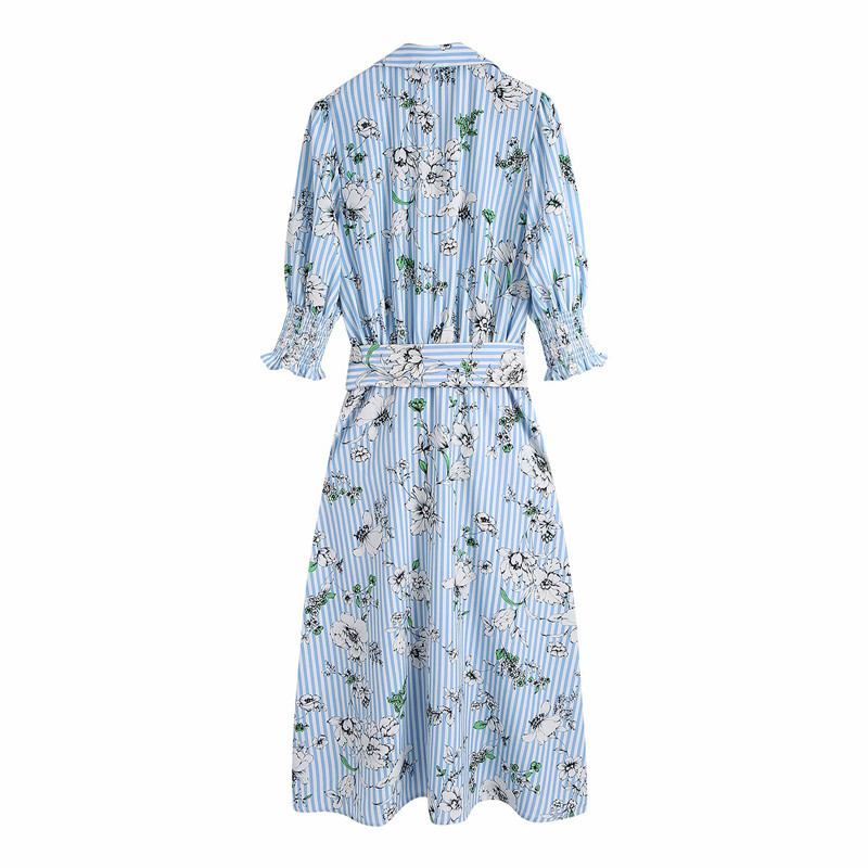 Sweet Women V Neck Bow Lace Dress Spring-autumn Fashion Ladies College Style Cute Printted Shirt 210515