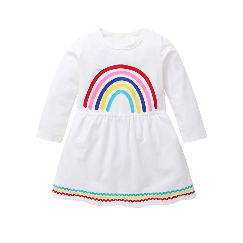 Summer Girls Dress Winter Cute Long Sleeve Print Rainbow O Neck A-line Vestidos 1-6T 210629, White
Summer Girls Dress Winter Cute Long Sleeve Print Rainbow O Neck A-line Vestidos 1-6T 210629, White