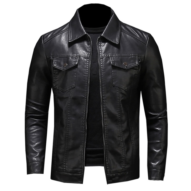 Men's motorcycle leather jacket large size pocket black zipper lapel slim fit Male spring and autumn high quality PU Coat M-5XL 211110
Men's motorcycle leather jacket large size pocket black zipper lapel slim fit Male spring and autumn high quality PU Coat M-5XL 211110