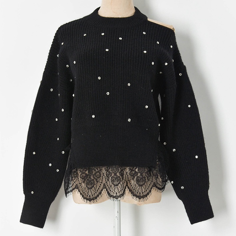 Women's Sweaters 2021 Runway Women Top Sexy Hollow Strapless Nail Drill Luxury Lace Patchwork Black White Knitted Sweater Pullover Clothes 8Y2W
Women's Sweaters 2021 Runway Women Top Sexy Hollow Strapless Nail Drill Luxury Lace Patchwork Black White Knitted Sweater Pullover Clothes 8Y2W