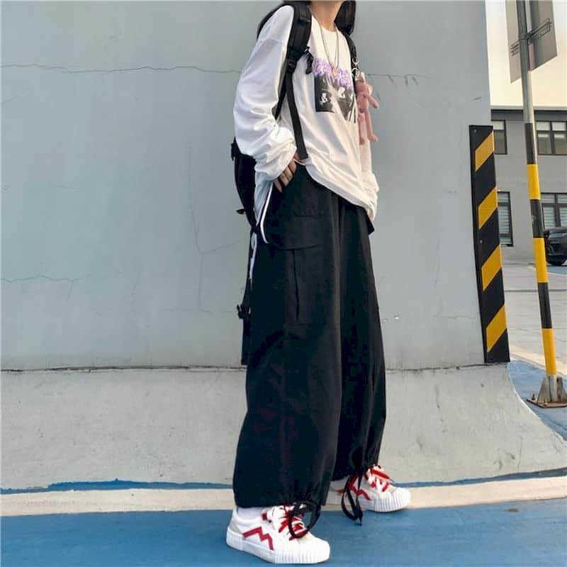 Men women trousers Japanese wide-leg Cargo pants hip hop female Harajuku Korean style loose straight leggings casual slim 210526