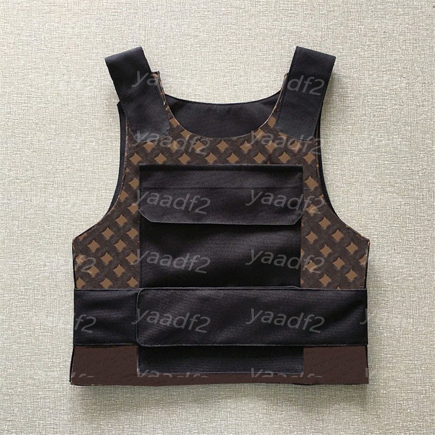

Vintage Leather Vests Letters Flowers Hip Hop Vest Womens Mens Kids Outdoor Protective Waistcoat CS Game Body Armor Waistcoats Tank Tops, #34 brown flower /gray pocket