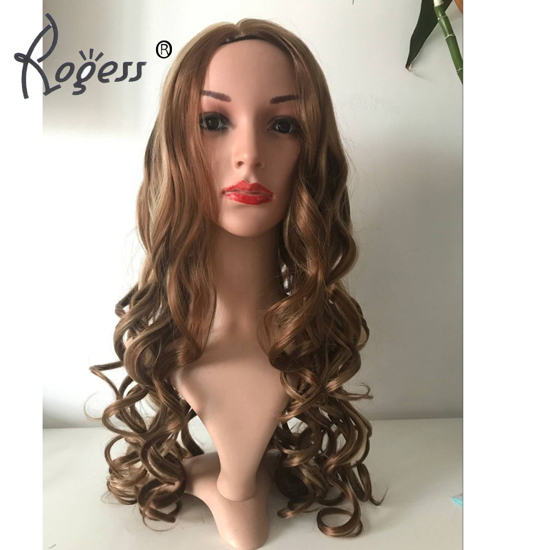 Beautiful Long Brown Mixed Blond High Temperature Hair wig for Fashion Ladys Daily Life Cosplay