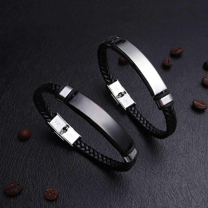 Stainless Steel Blank Id Tags Leather Bangles for Engrave Leather Braid Bracelet with Metal Plate Wholesale 10pcs Q0722
Stainless Steel Blank Id Tags Leather Bangles for Engrave Leather Braid Bracelet with Metal Plate Wholesale 10pcs Q0722