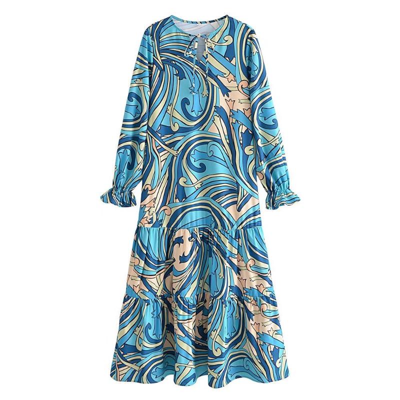Casual Dresses Clazzaa Women Fashion Printed Lace Up Midi Dress O-Neck Long Sleeve Female
Casual Dresses Clazzaa Women Fashion Printed Lace Up Midi Dress O-Neck Long Sleeve Female