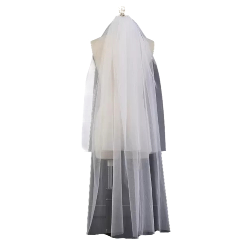 Face Cover Bridal Veils Boho Long Tulle Wedding Veil Solid Color Drape Double-Layer American Gauze Plain with Hair Comb Ivory White Simple Weddings Ac