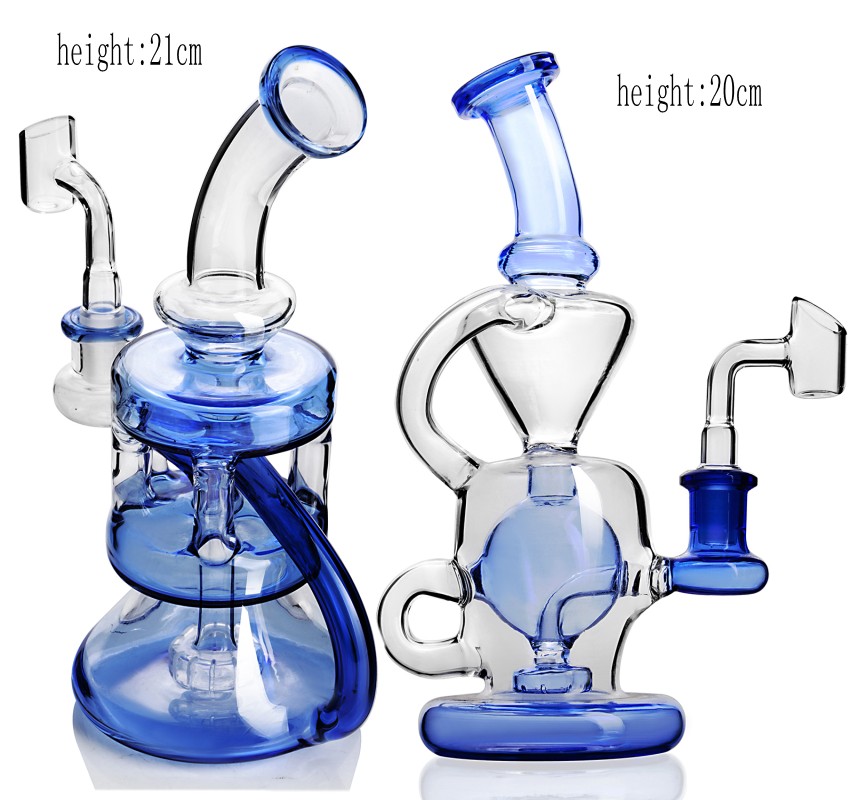 Colored heady fab egg Double Recycler dab oil rigs bong 14 mm hookah shisha glass water pipes bong