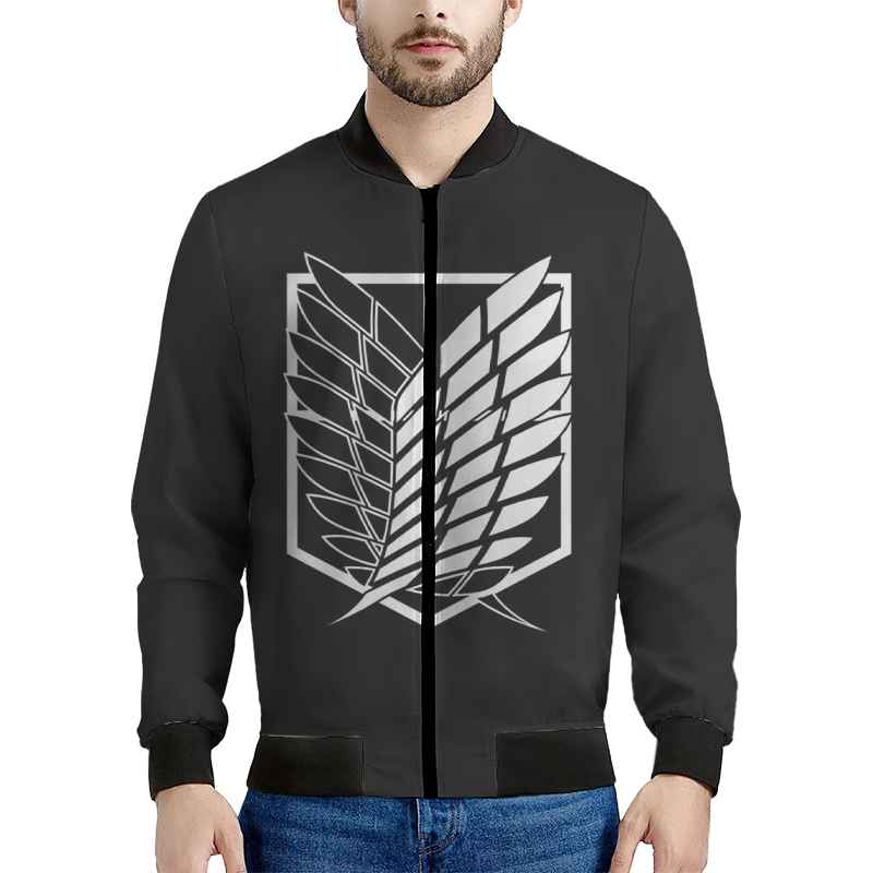 Attack on giant wing pattern men s baseball jacket high-quality comfortable fashionable travel sports party commute, Black;brown