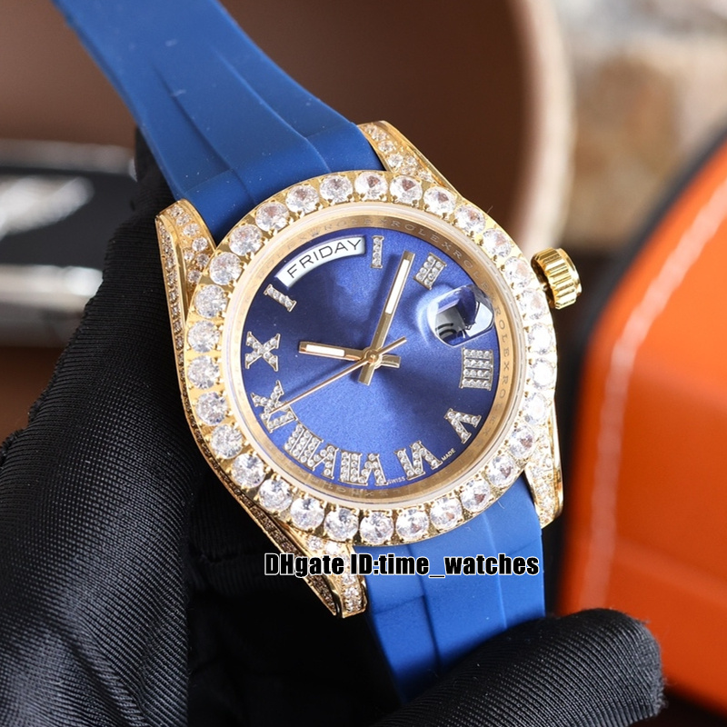 New version 40mm Date Automatic Mens Watch 228348 228345 228396 228349 Big Diamond Bezel Blue Dial Gents Fashion Watches Rose Gold Case Rubber Strap, R2
New version 40mm Date Automatic Mens Watch 228348 228345 228396 228349 Big Diamond Bezel Blue Dial Gents Fashion Watches Rose Gold Case Rubber Strap, R2