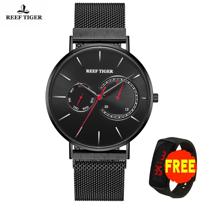 Wristwatches Reef Tiger / RT Original Top Dress Watch Blue Dial Rose Gold Men Quartz Men's Steel Saphire RGA1664, Slivery;brown
Wristwatches Reef Tiger / RT Original Top Dress Watch Blue Dial Rose Gold Men Quartz Men's Steel Saphire RGA1664, Slivery;brown