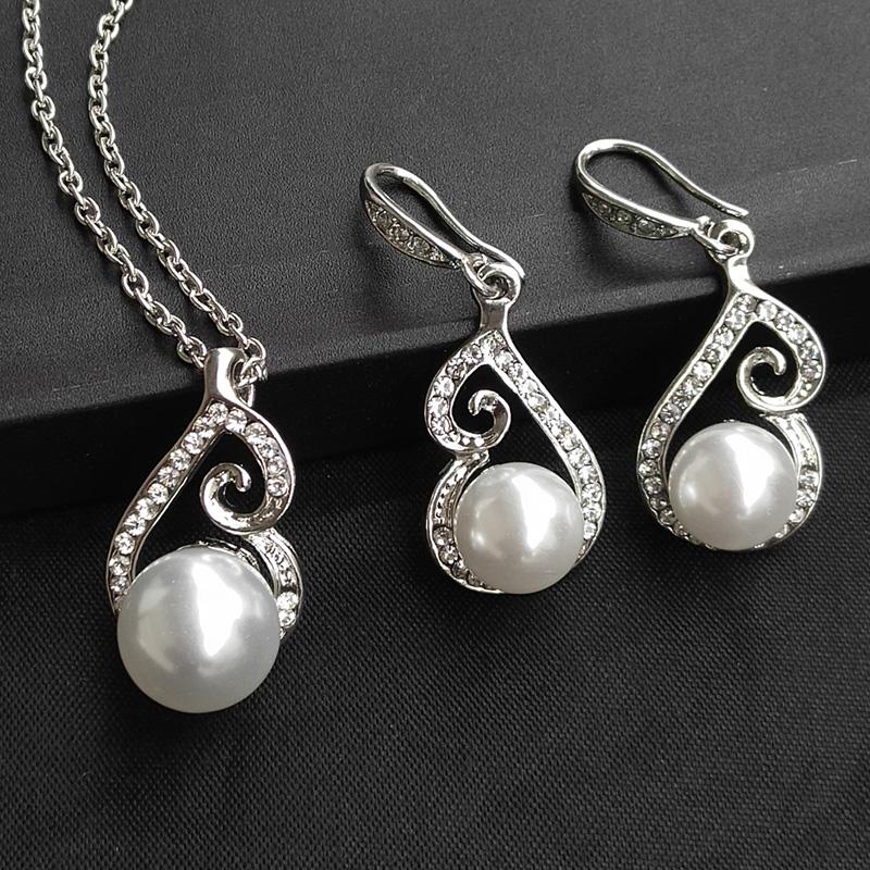 earrings & necklace fashion costume imitation pearl pedant jewelry sets for women, Silver
earrings & necklace fashion costume imitation pearl pedant jewelry sets for women, Silver