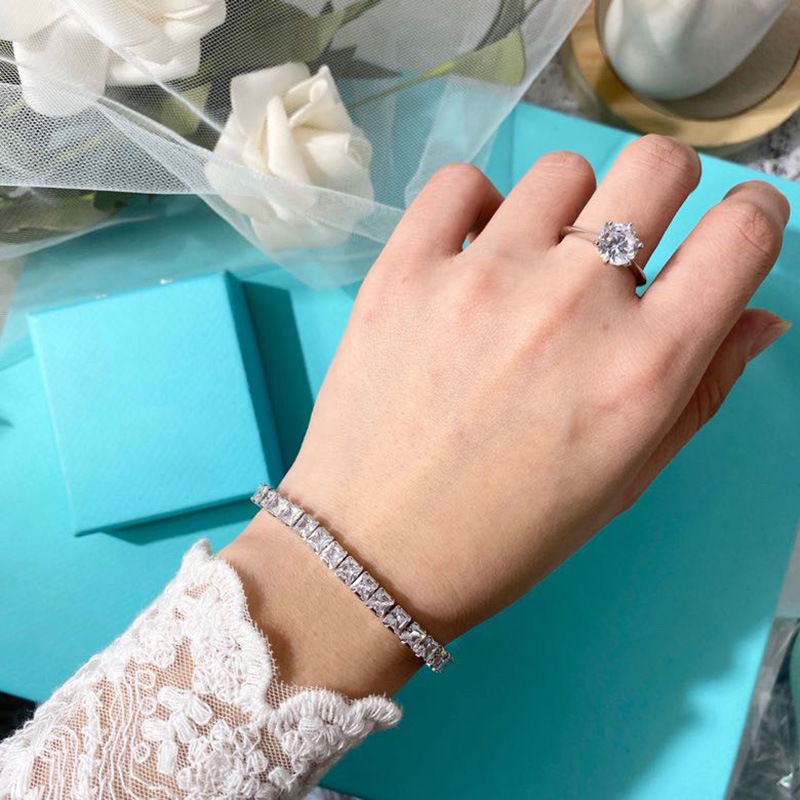 Square Diamond Bracelet Tennis Two Colors Spring Summer 2021 Silver Gold No Box