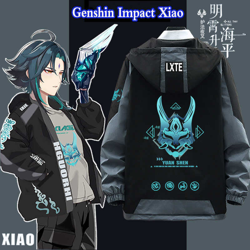 Genshin Impact Cosplay Costume Xiao Long sleeve Fashion jacket coat Game clothes Unisex Hoodie Zipper Hooded Sweatshirt New Top Y0913