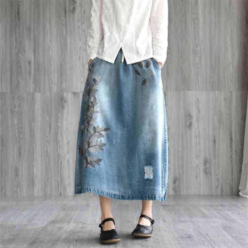 Johnature Casual Literary Embroidery Drawstring Denim Skirt Spring Summer Loose Wild a-line Long Female 210629, Light blue
Johnature Casual Literary Embroidery Drawstring Denim Skirt Spring Summer Loose Wild a-line Long Female 210629, Light blue