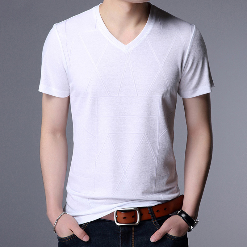Liseaven Men's T-Shirts New Arrival V-Neck Short Sleeve tshirt Summer T Shirt Men's Slim Fit Tee Shirt 210319