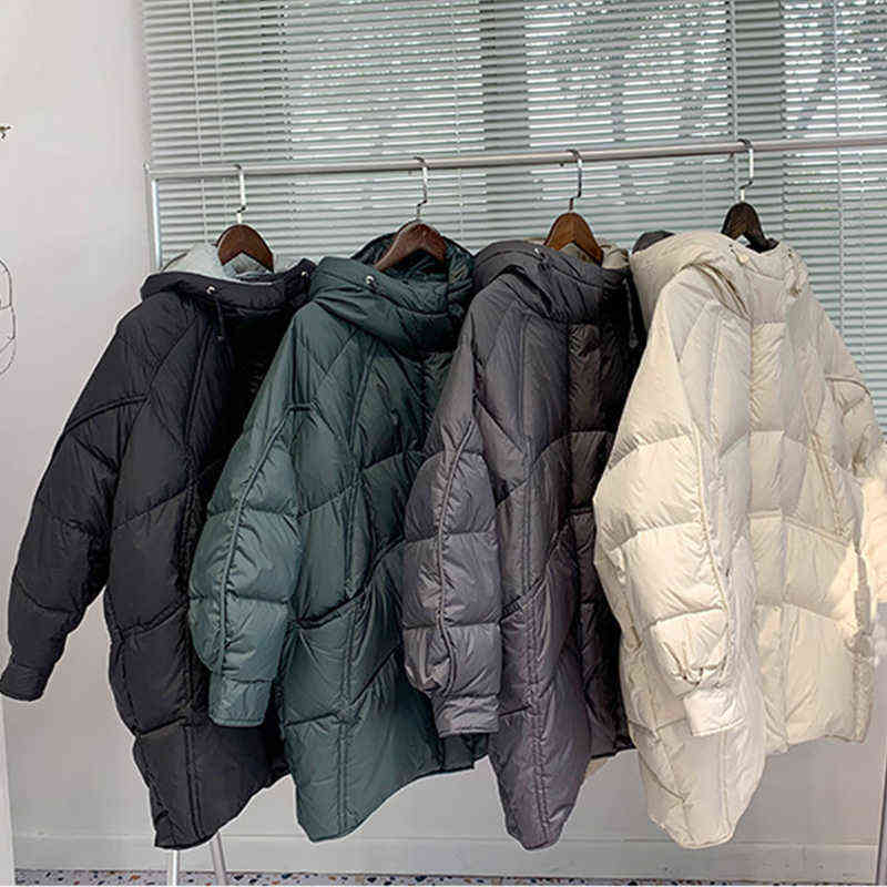 Fitaylor Winter Women 90% White Duck Down Coat Jacket Loose Medium Female Parka Oversize Snow Light Feather Outwear 211130