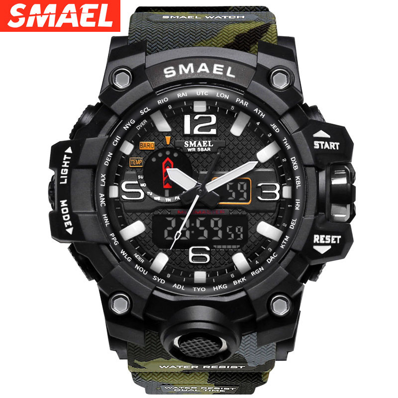 SMAEL 1545 men sports watches dual display analog digital LED electronic quartz wristwatches waterproof swimming military watch Japan original movement, Box
SMAEL 1545 men sports watches dual display analog digital LED electronic quartz wristwatches waterproof swimming military watch Japan original movement, Box
