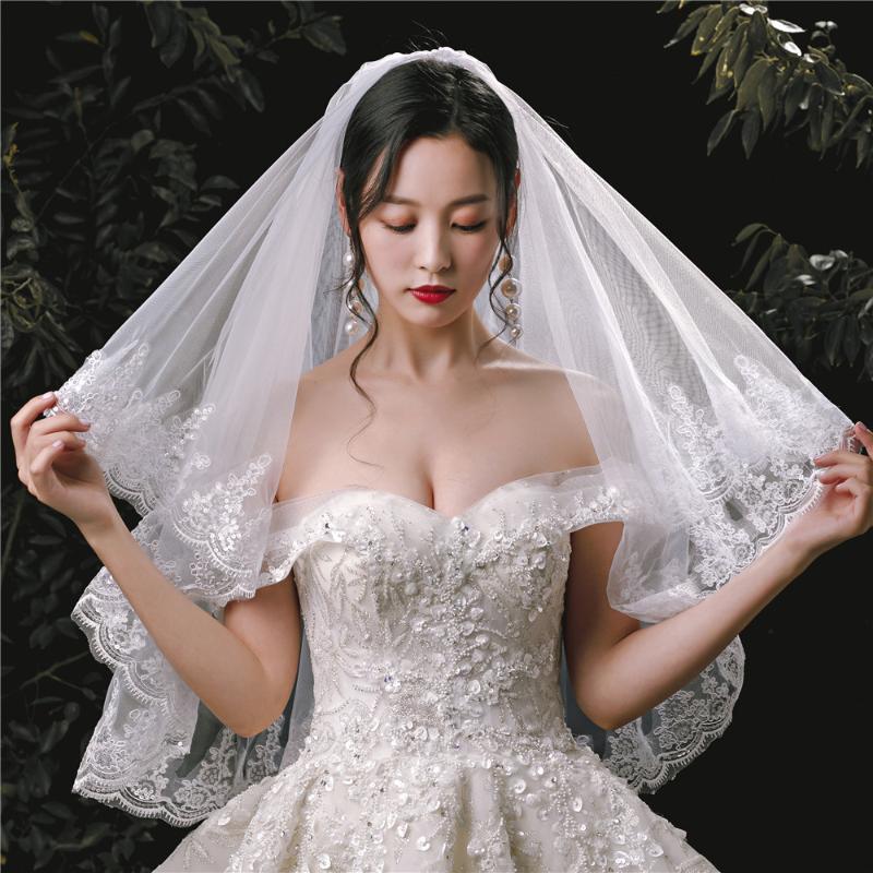 Headpieces Bridal Veil Wedding Dress Accessories White Lace Sequins Two Layer Hair Comb
Headpieces Bridal Veil Wedding Dress Accessories White Lace Sequins Two Layer Hair Comb