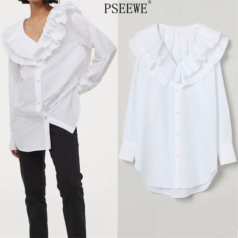 Ruffle White Oversize Long Shirt Women Spring Plus Size Sleeve Top Female Fashion Casual Button Up 210519
Ruffle White Oversize Long Shirt Women Spring Plus Size Sleeve Top Female Fashion Casual Button Up 210519