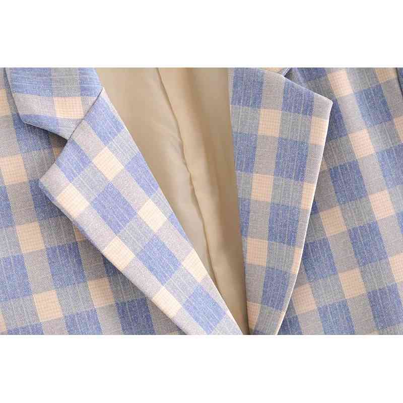 vintage women elegant plaid blazers fashion ladies patchwork jacket suits casual female loose suit girls chic jackets 210430