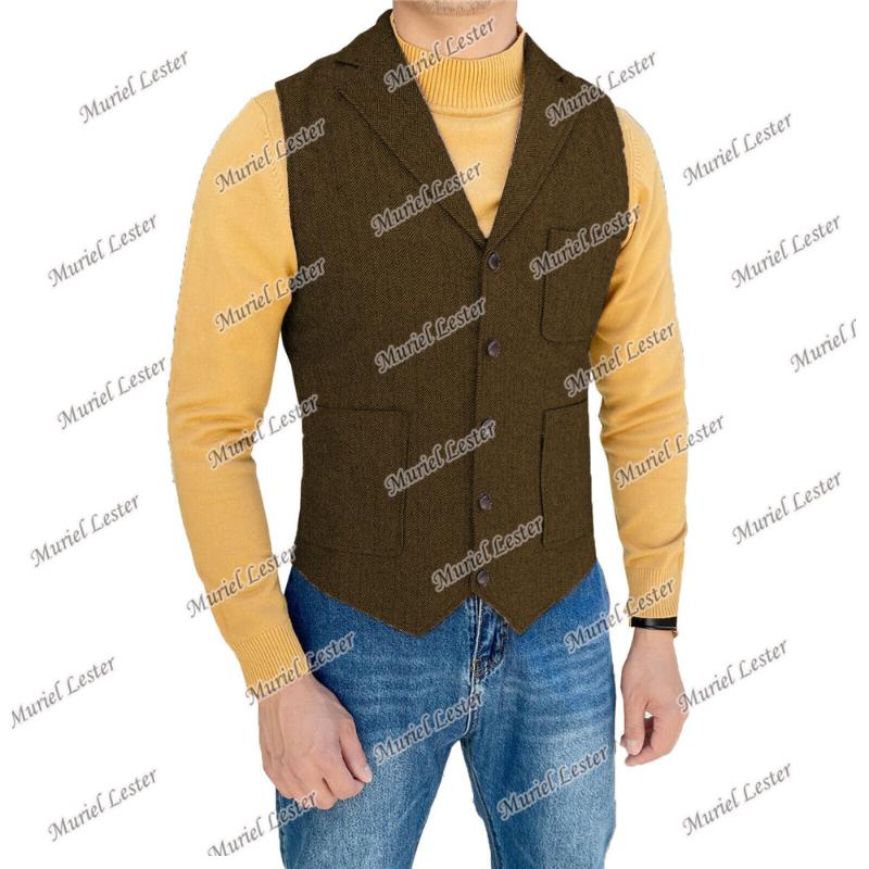 Men' Vests Spring Brown/Green/Blue Tweed Mens Vest Herringbone Groom Wear Tailor-Made Suits Slim Fit Waistcoat Smoking Business Blazer 2021, Khaki
Men' Vests Spring Brown/Green/Blue Tweed Mens Vest Herringbone Groom Wear Tailor-Made Suits Slim Fit Waistcoat Smoking Business Blazer 2021, Khaki