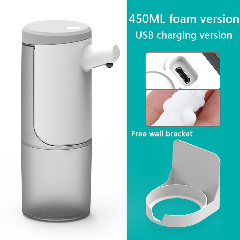 450ML Automatic Soap Dispenser Wall-Mounted Foaming Soap Dispenser Touchless Hands-Free USB Charging Soap Dispenser