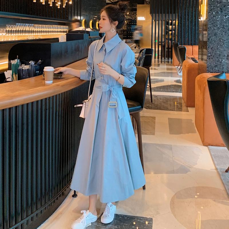 Casual Dresses Women' Dress 2021 Spring Mid-Length Single-Breasted Temperament High-Waist Ladies French A-Line Shirt Female E491, Blue
Casual Dresses Women' Dress 2021 Spring Mid-Length Single-Breasted Temperament High-Waist Ladies French A-Line Shirt Female E491, Blue
