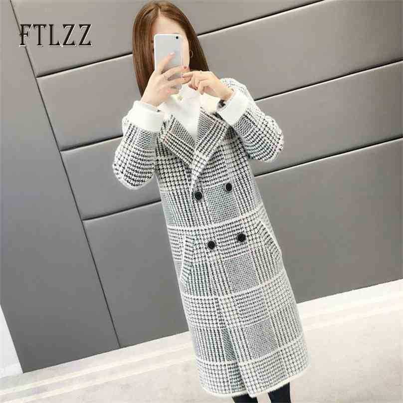 Fashion Female Casual Thickening Plaid Plus Size Mink Velvet Overcoat Winter Medium Long Double-breasted Blend Coat 210525
Fashion Female Casual Thickening Plaid Plus Size Mink Velvet Overcoat Winter Medium Long Double-breasted Blend Coat 210525