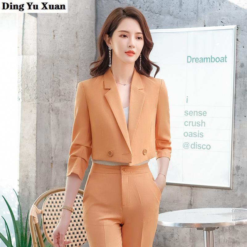 Women's Two Piece Pants Orange White Blue Black Suit Women Korean Fashion Womens Suits Short Blazer With 2 Office Sets Jacket And Trousers
Women's Two Piece Pants Orange White Blue Black Suit Women Korean Fashion Womens Suits Short Blazer With 2 Office Sets Jacket And Trousers