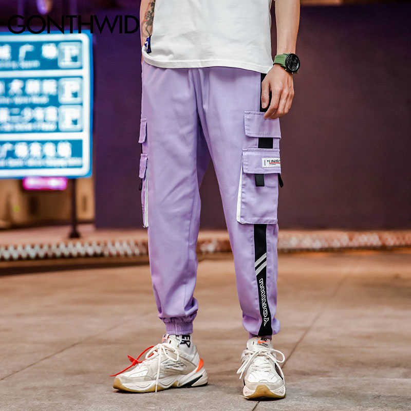 GONTHWID Color Block Cargo Harem Joggers Track Pants Hip Hop Casual Baggy Sweatpants Streetwear Fashion Hipster Pants Trousers 210930