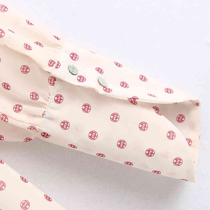 Sweet Chic Bow Flowers Printed Blouse Women Fashion O-Neck Shirts Elegant Ladies Long Sleeve Tops 210520