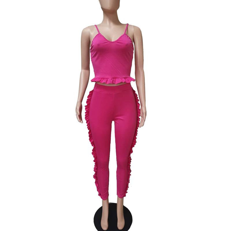 Summer Female African Suit Wooden Ear Straps Nine-point Pants Office Two-piece Suits For Women Vestidos De Fiesta Two Piece Dress