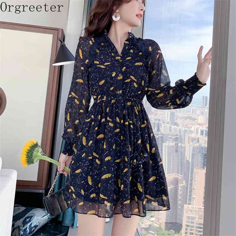 Casual Floral Printed Chiffon Dress Women Spring Fall Bew Lantern Sleeve Pleated Slim Short Vestidos Robe Femme 210602, Blue
Casual Floral Printed Chiffon Dress Women Spring Fall Bew Lantern Sleeve Pleated Slim Short Vestidos Robe Femme 210602, Blue