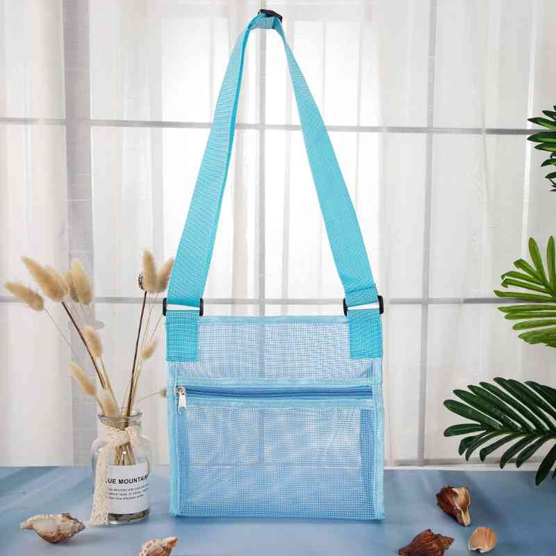 2021 new children's Beach shell single shoulder Mesh Hand sand digging storage mesh bag, Sky blue screen
2021 new children's Beach shell single shoulder Mesh Hand sand digging storage mesh bag, Sky blue screen