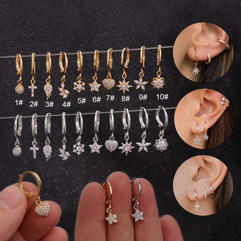 Kimter Fashion Cuibic Zircon Small Hoop Dangle Earrings Cross Star Flower Lighting Pierced Earring for Women Jewelry Accessories A75Z
Kimter Fashion Cuibic Zircon Small Hoop Dangle Earrings Cross Star Flower Lighting Pierced Earring for Women Jewelry Accessories A75Z