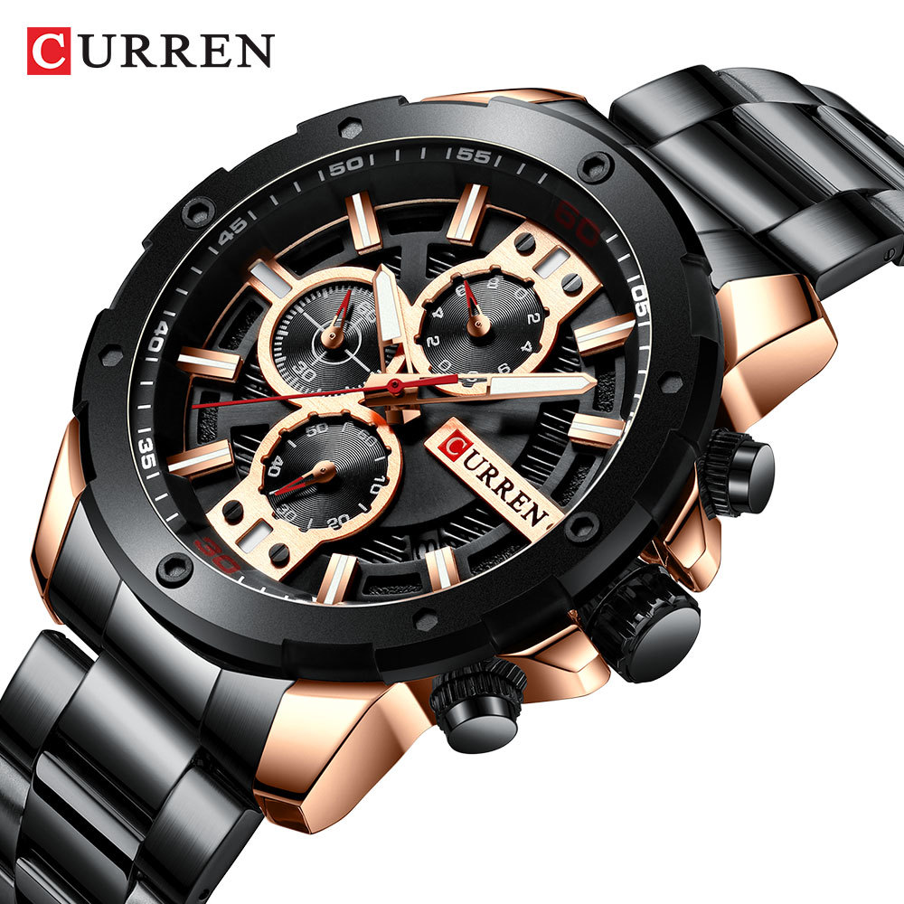 CURREN Watches Men Top Brand Luxury Stainless Steel Quartz Men's Wrist Watch Men Sports Chronograph Clock Relogio Masculino 210517, Silver black
CURREN Watches Men Top Brand Luxury Stainless Steel Quartz Men's Wrist Watch Men Sports Chronograph Clock Relogio Masculino 210517, Silver black