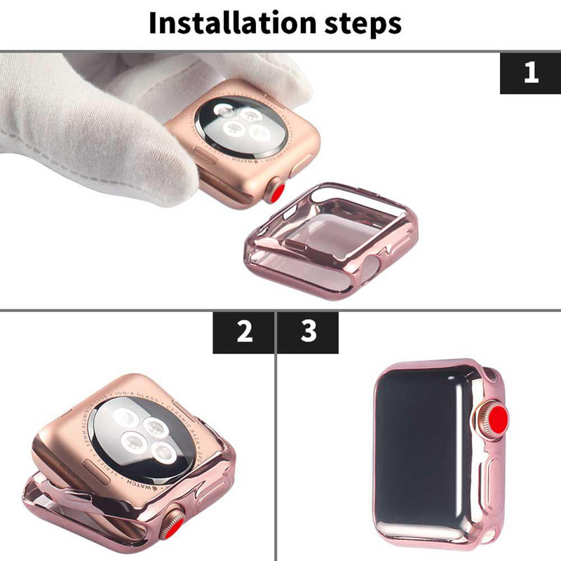 360 Full Protection Soft TPU Cases Front Screen Protector Electroplated Plating Protective Cover For Apple Watch iWatch series 7 6 5 4 3 2 41mm 45mm 4