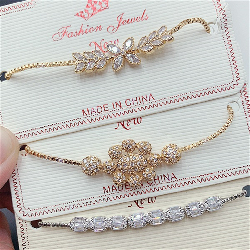 Crystal Zircon Tennis Bracelet For Women Fashion Diamond Pull Bracelets Electroplating Gold Silver Rose Jewelry Accessories