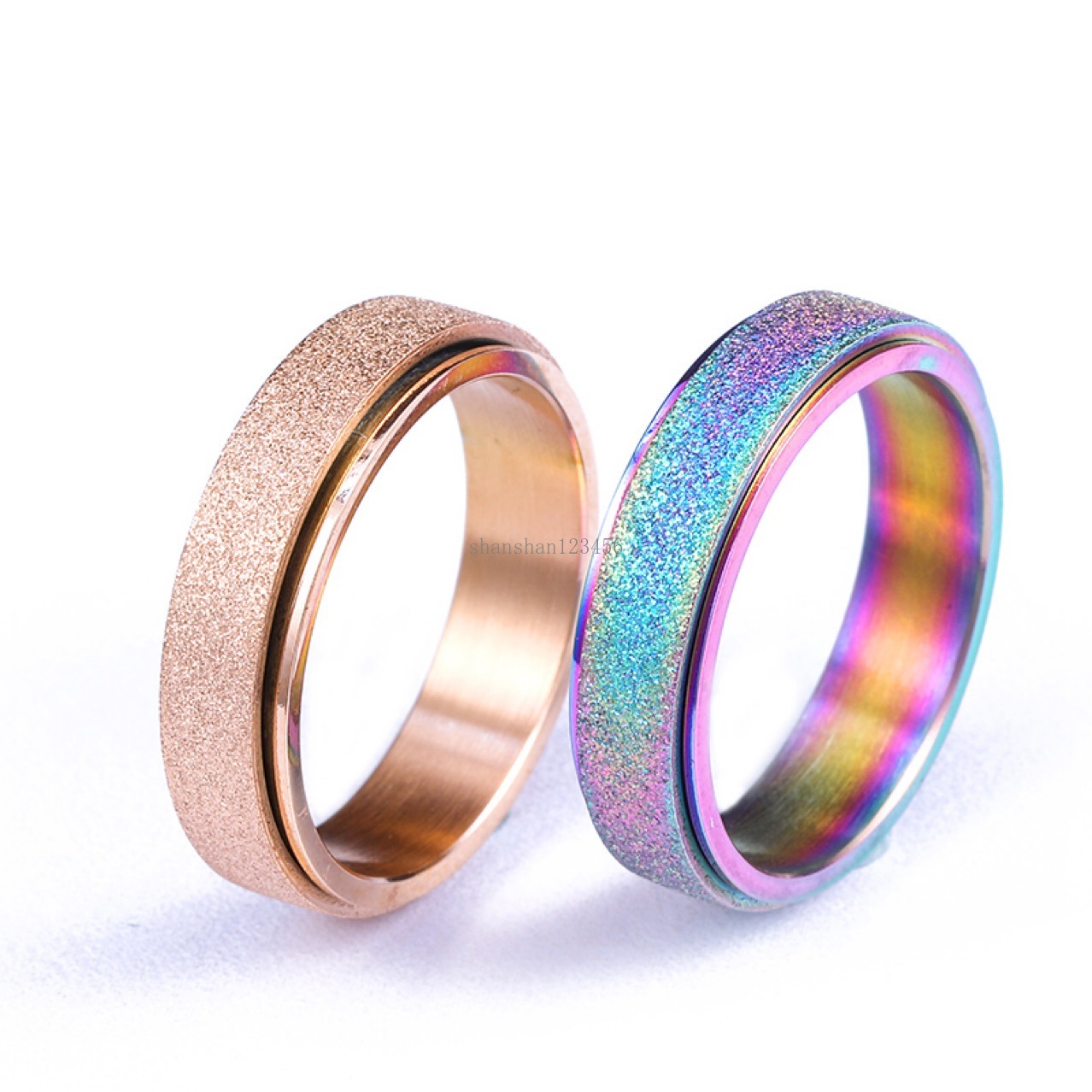 Gold Rrosted Rotatable Band Rings Stainless Steel Rainbow Finger Rotating Spinner Rings for Women Men Fashion Jewelry Will and Sandy, Silver
Gold Rrosted Rotatable Band Rings Stainless Steel Rainbow Finger Rotating Spinner Rings for Women Men Fashion Jewelry Will and Sandy, Silver