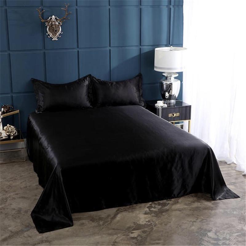 Sheets & Sets 18 Colors Luxury Satin Silk Flat Bed Sheet Set Single Queen Size King Bedspread Cover Linen Double Full Sexy