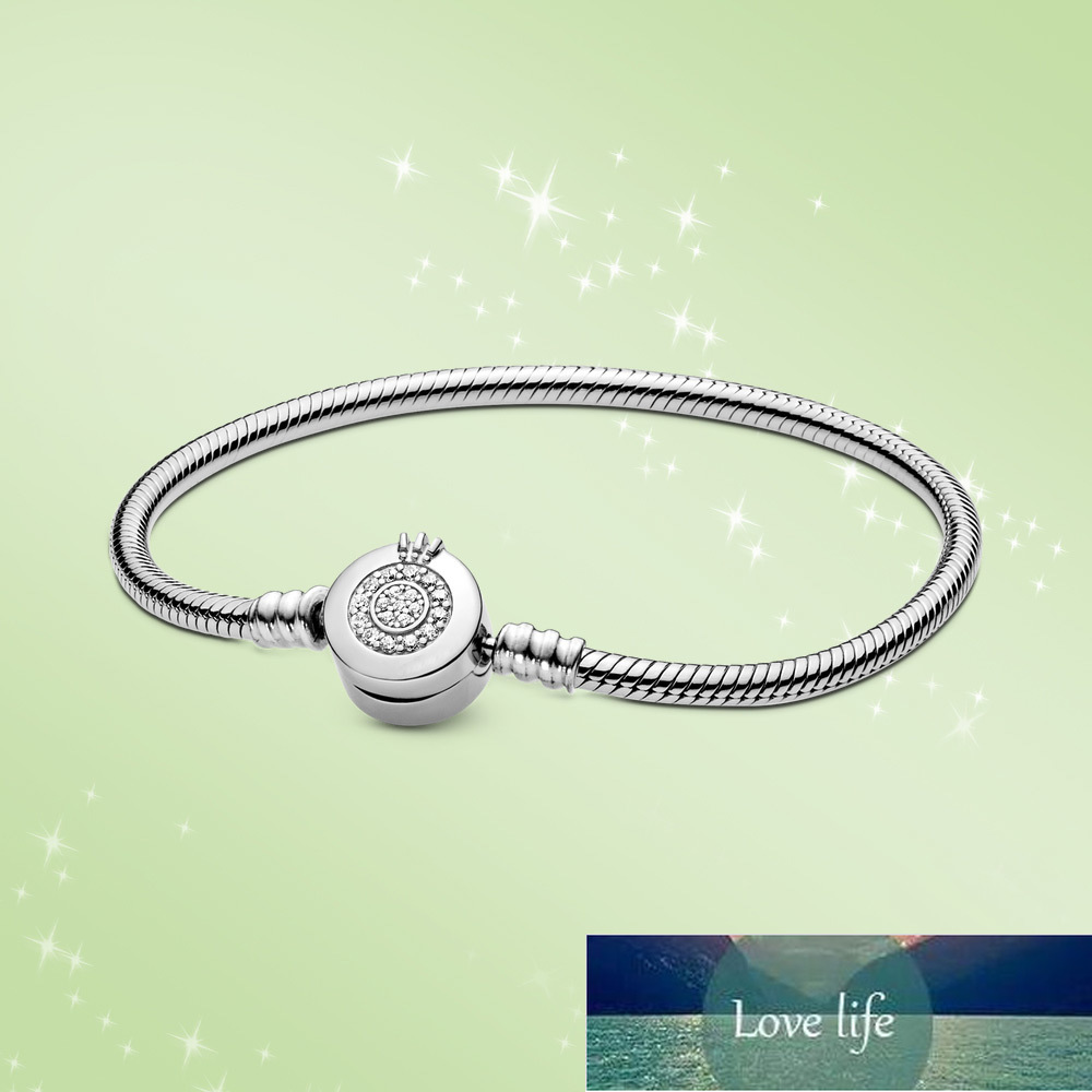 NEW Bracelet Sterling Silver Moments Sparkling Crown O Snake Chain Bracelet for Women Symbol Signature Silver Jewelry Factory price expert design Qual