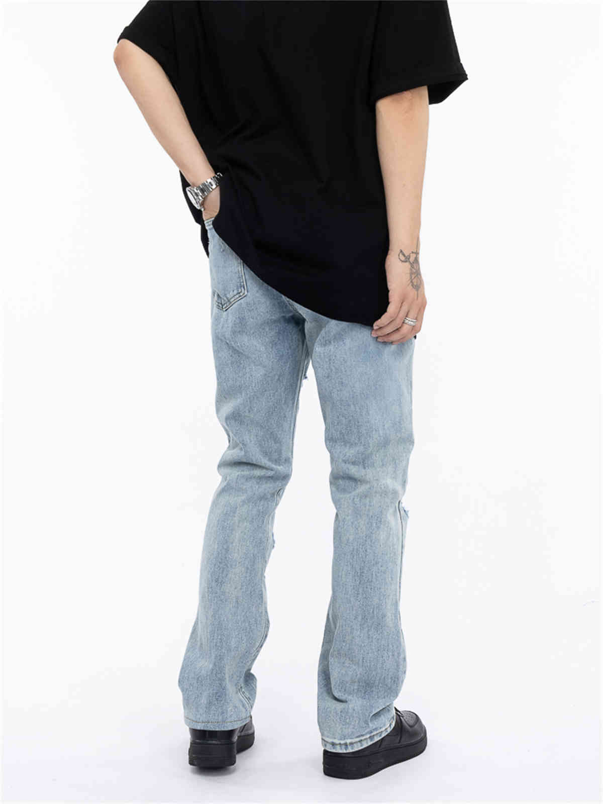 Brand CH Mt99 national fashion hole cross micro flared trend hip hop cut jeans stacked pants men, Blue
Brand CH Mt99 national fashion hole cross micro flared trend hip hop cut jeans stacked pants men, Blue