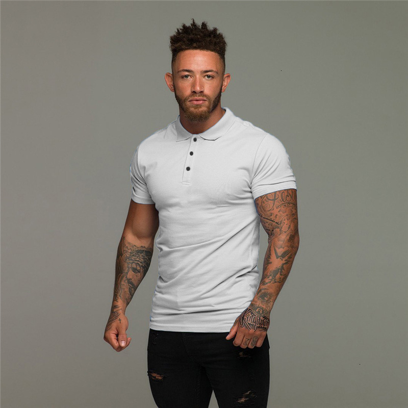 Muscle Polo Shirt Summer Sports Short Sleeve Lapel Men's Fitness Tights Running Training Clothes Cotton, White;black
Muscle Polo Shirt Summer Sports Short Sleeve Lapel Men's Fitness Tights Running Training Clothes Cotton, White;black
