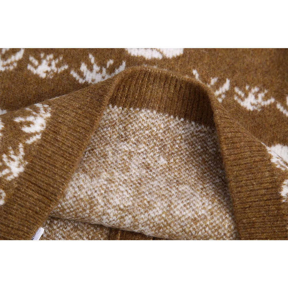 Women Cartoon animal pattern Jacquared Knit Cardigan Long Sleeves Casual Fashion Woman Knitted Sweaters 210709