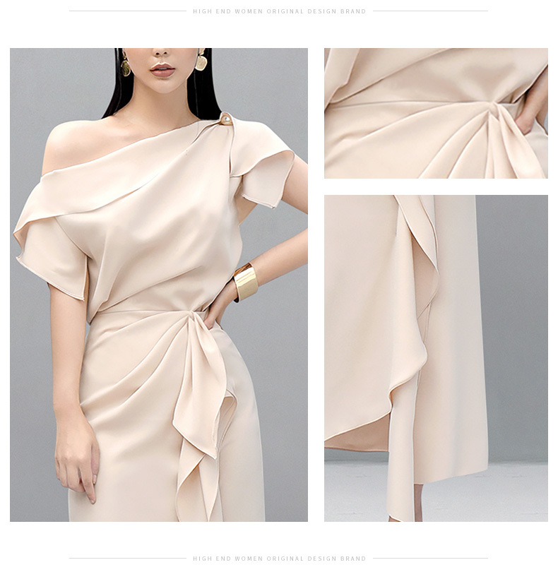 Runway fashion Summer 2 Pcs Set Elegant Women's One Shoulder Sexy Crop Tops + high waist Ruffles Long Skirts 210519